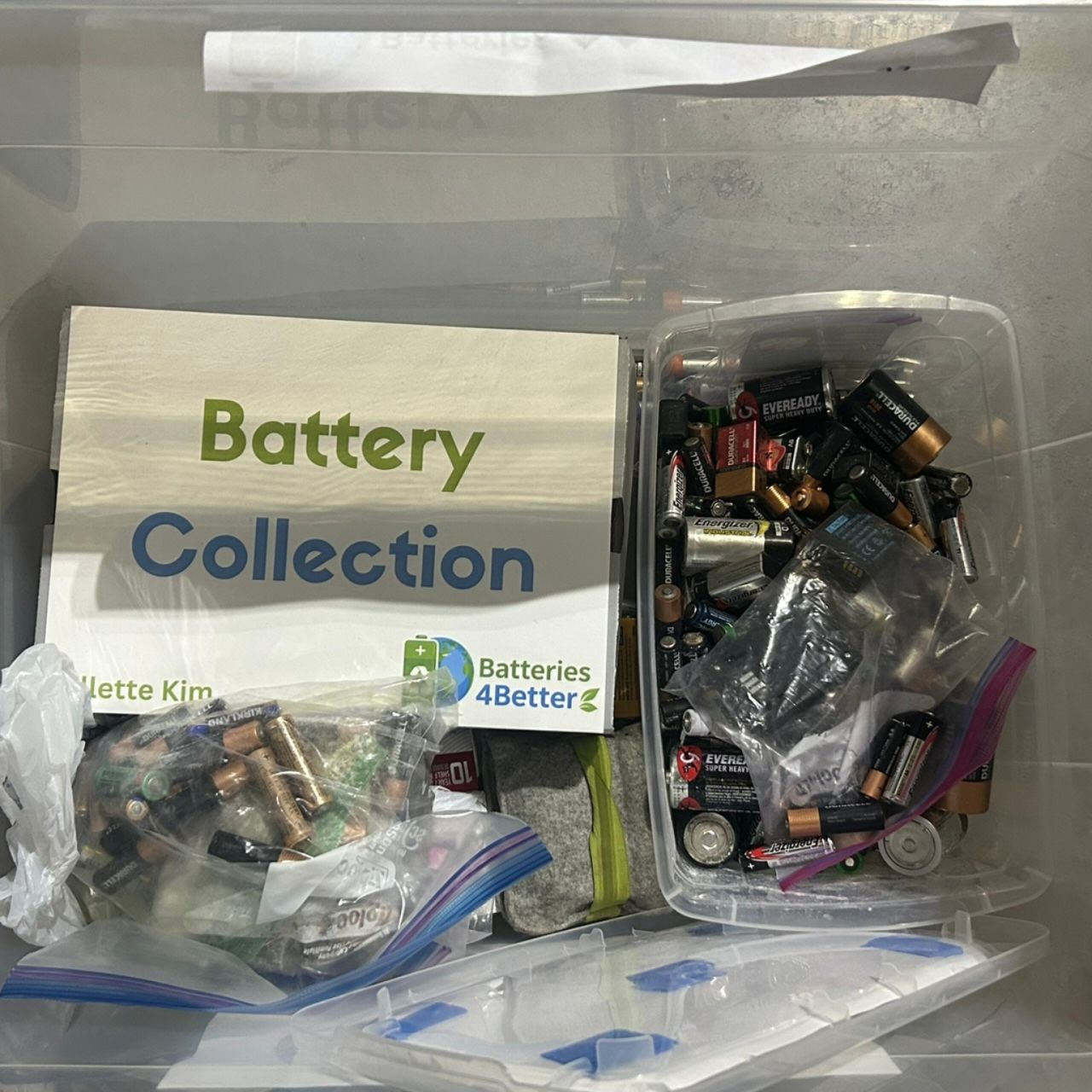 A Batteries4Better collection of used household batteries
