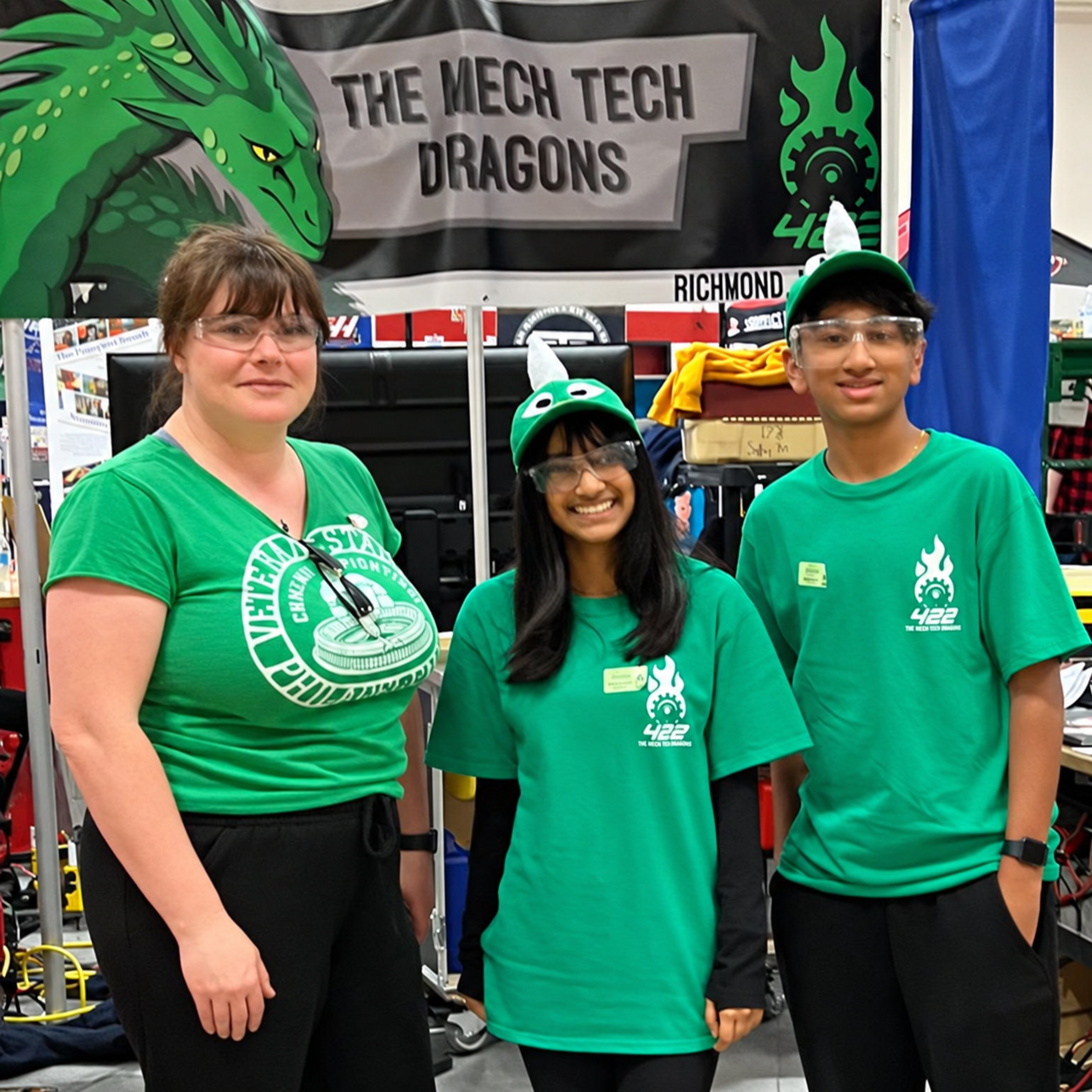 Team members sharing their work at a competition